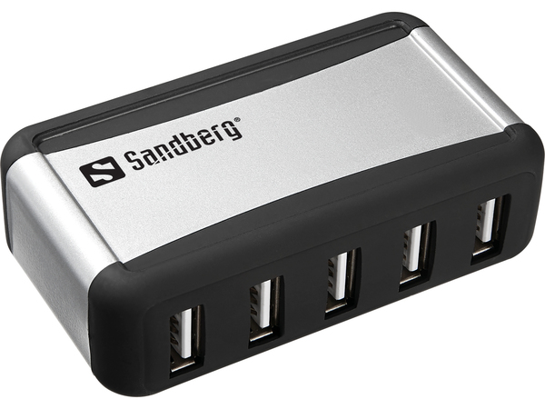 SANDBERG USB Hub AluGear 7 ports USB2.0 support Includes PSU Aluminium housing