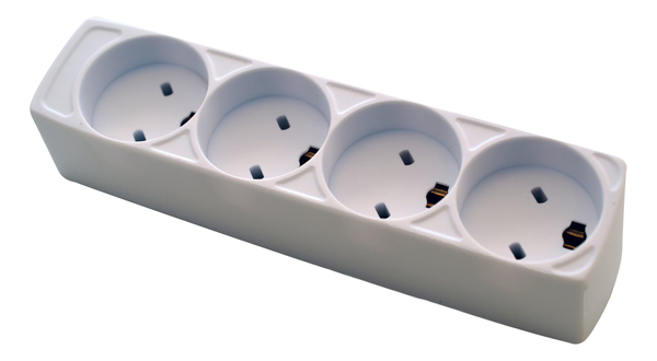 EDB power strip with earth, 4 outlets, 1.5m, EDB plug, white
