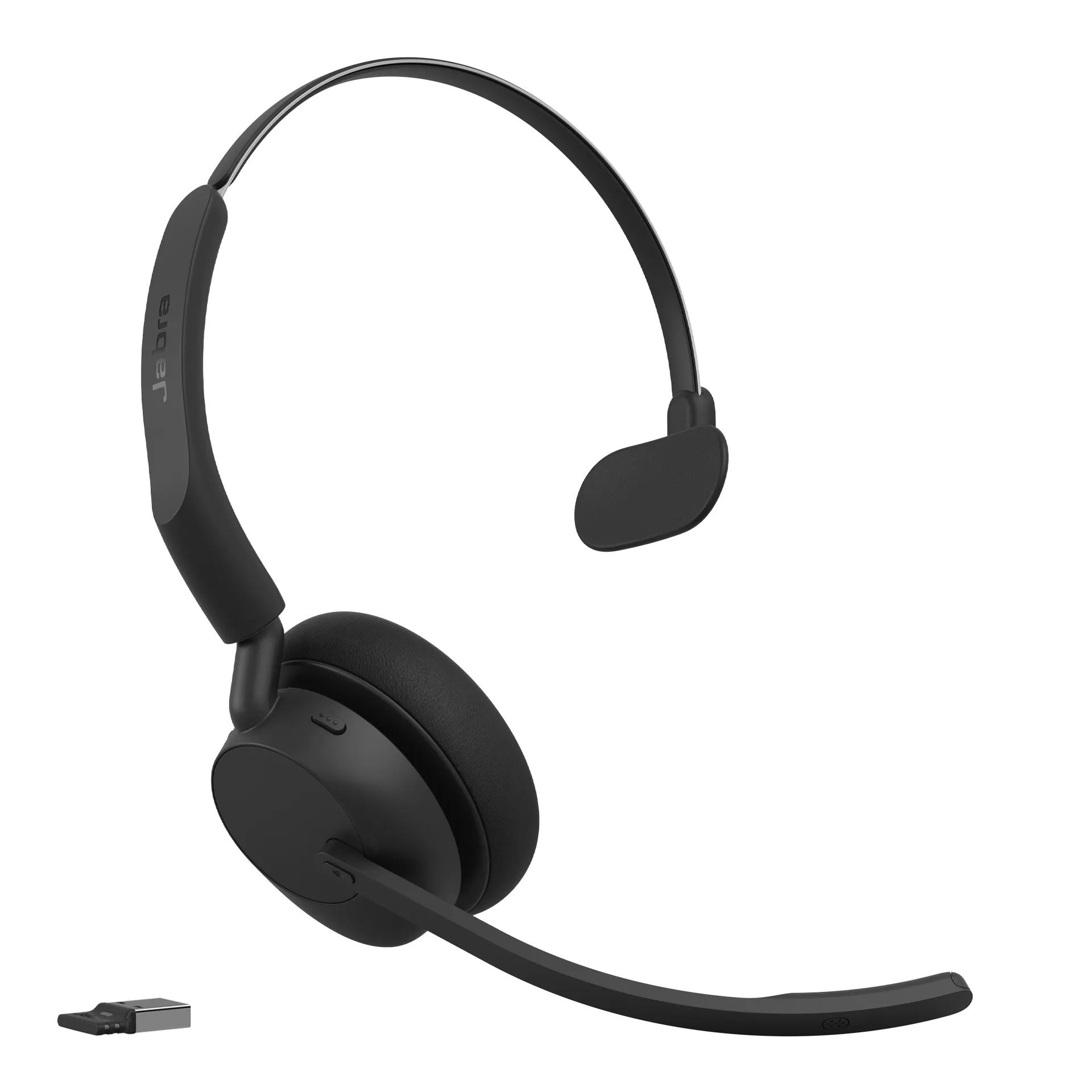 Jabra Evolve3 45 UC Link 390a -langaton monokuuloke + latausteline ja USB-A-sovitin, musta