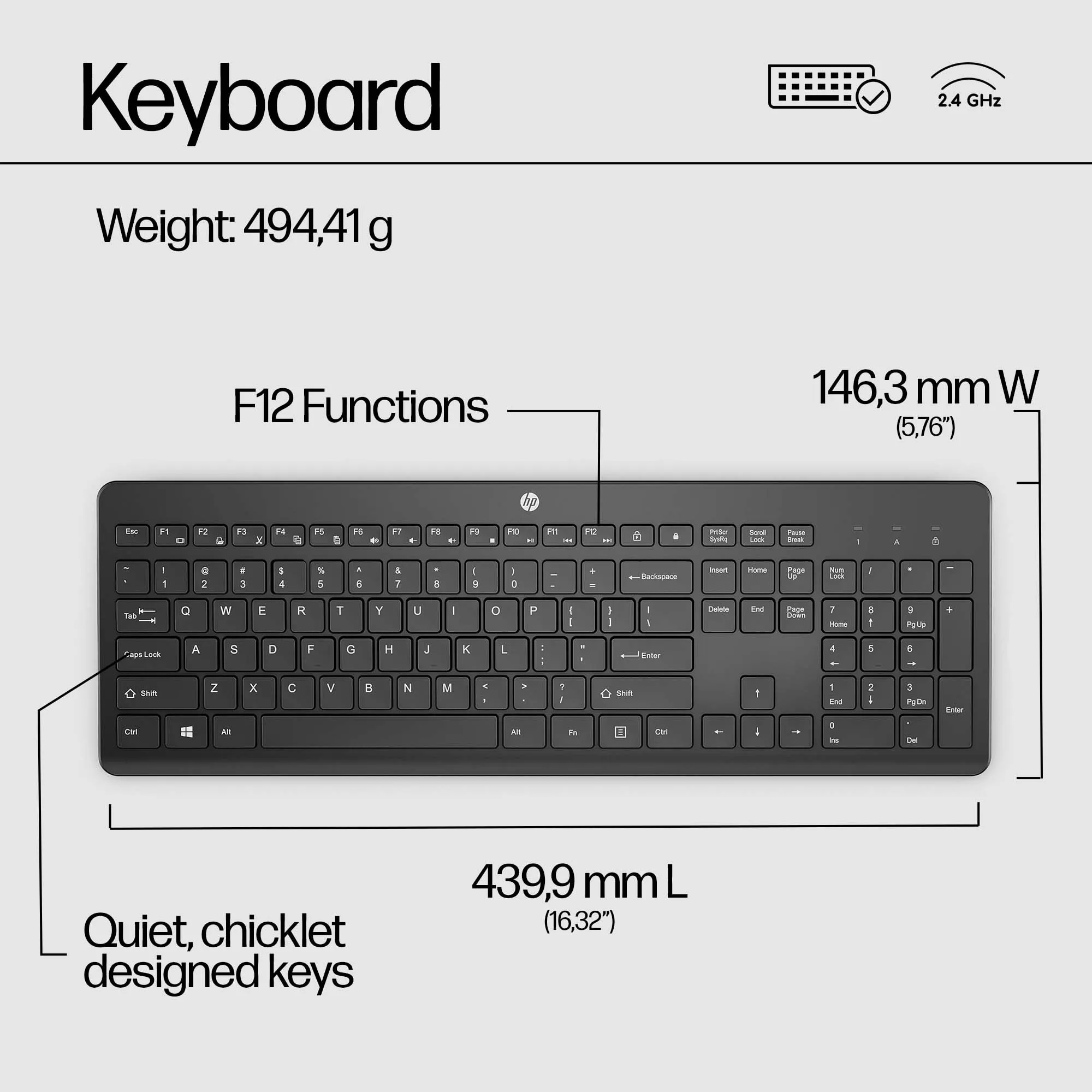 HP 230 Wireless Keyboard, Black - Nordic (Consumer)