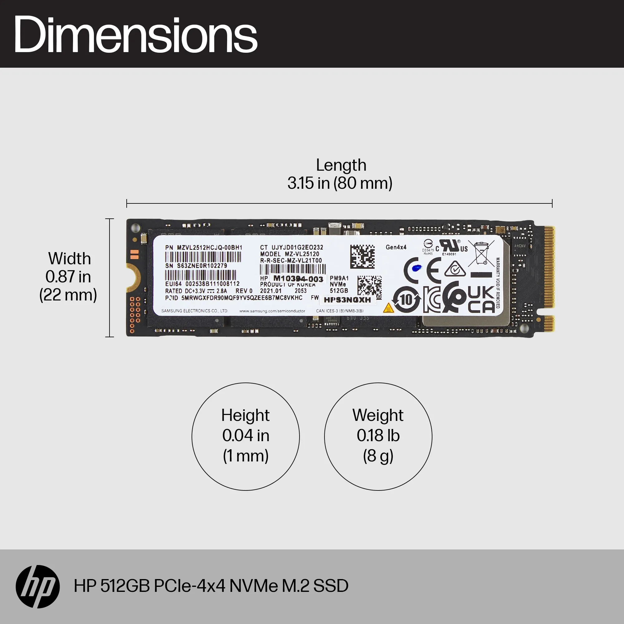 HP 512GB PCIe-4x4 NVMe M.2 SSD EMEA - INTL English Loc &iquest;&iquest;&iquest; Euro plug