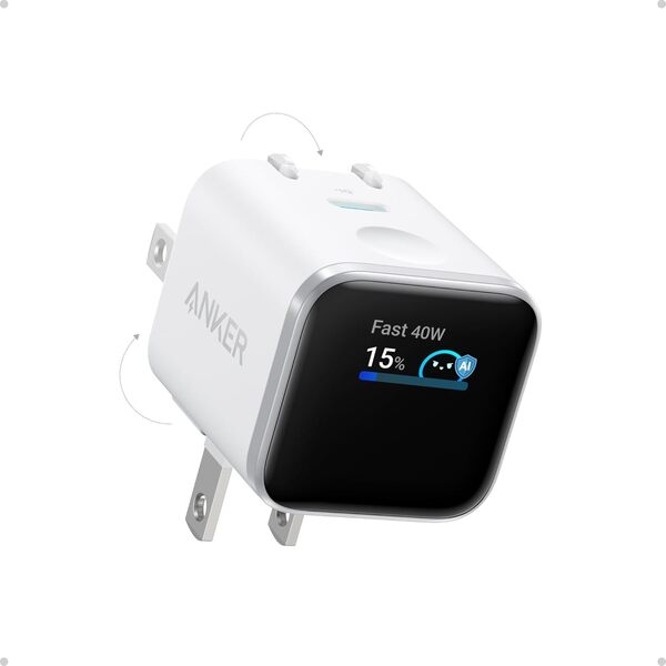 Anker Nano 45W Smart Display (A121DG21) - USB-C-laturi, valkoinen