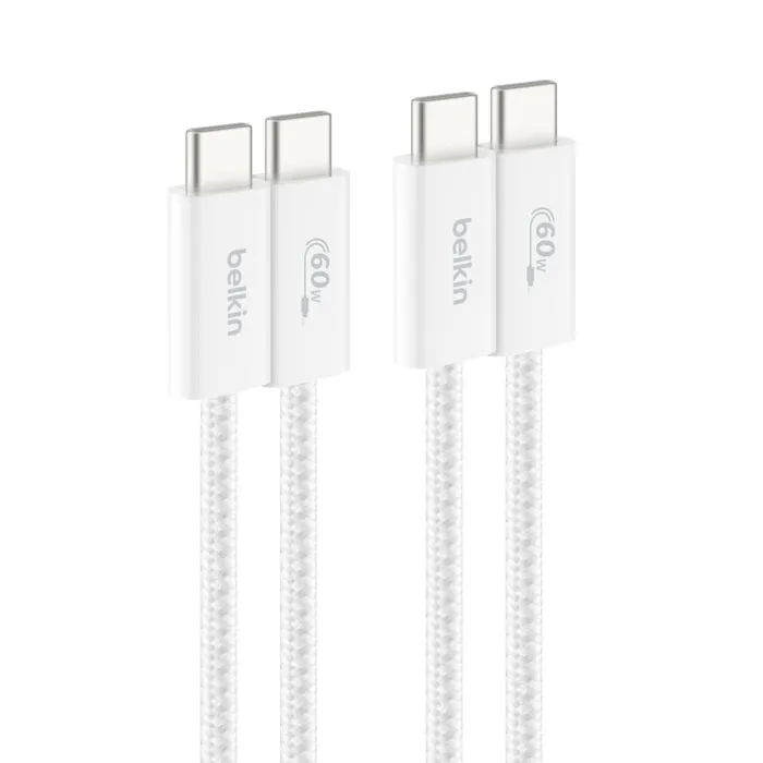 Belkin BoostCharge USB-C &ndash; USB-C -kaapeli, 60 W, 1 m, valkoinen