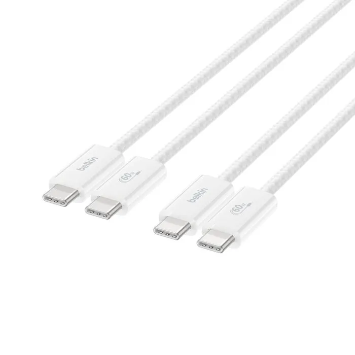 Belkin BoostCharge USB-C &ndash; USB-C -kaapeli, 60 W, 1 m, valkoinen