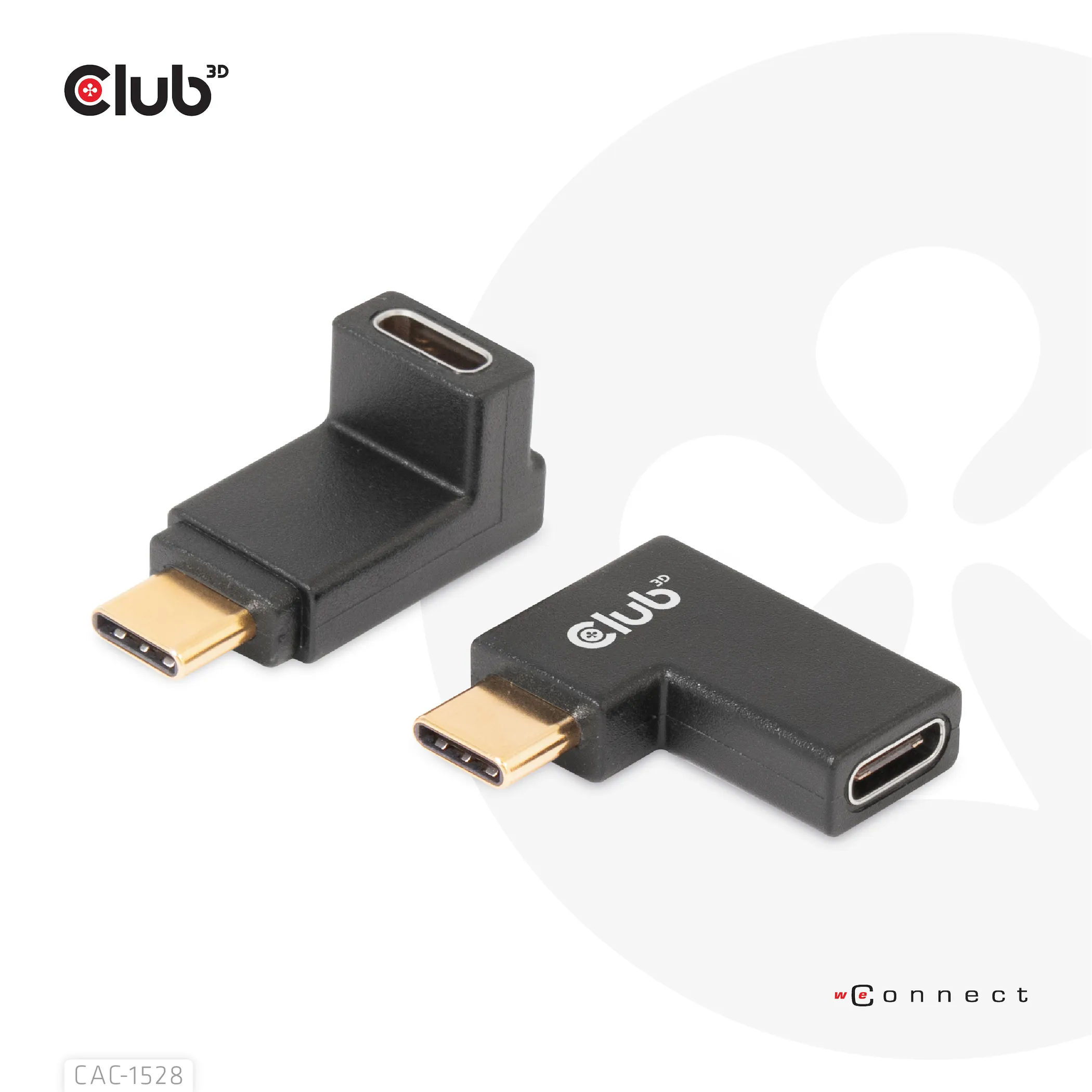 Club 3D USB-C Gen2 hane-hona vinklad - adapter, 4K120Hz, 2-pack, Svart Club 3D USB-C Gen2 hane-hona vinklad - adapter, 4K120Hz, 2-pack, Svart