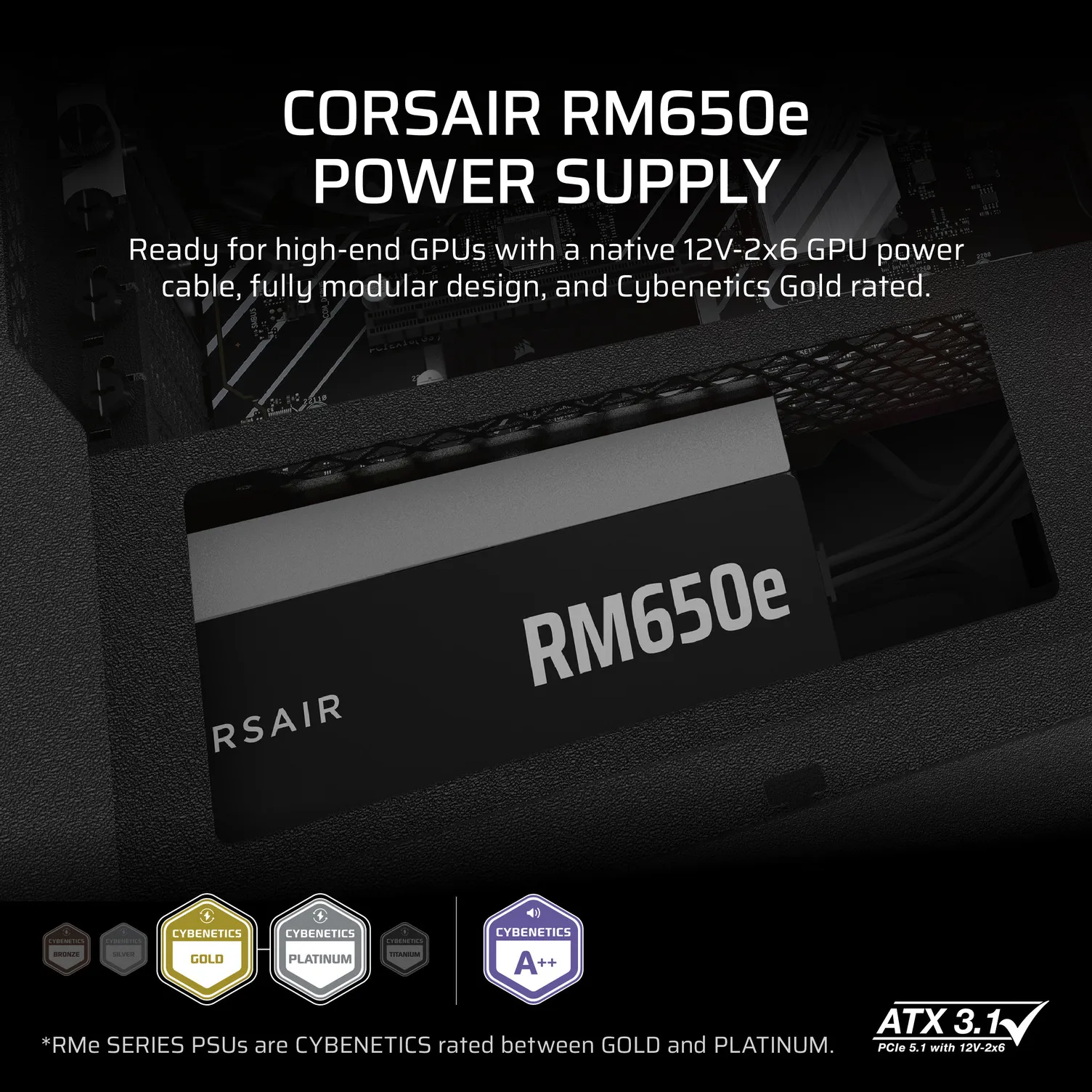Corsair RMe 650W ATX 3.1 (2025) - power supply, 80 Plus Gold