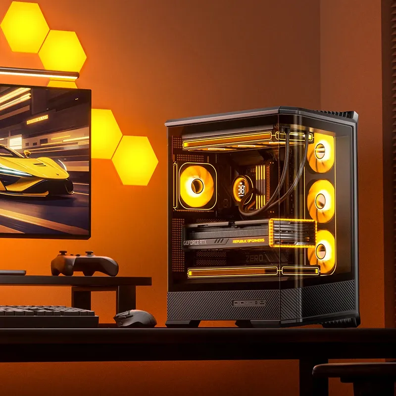 JONSBO D400 -miditornikotelo ikkunalla, musta