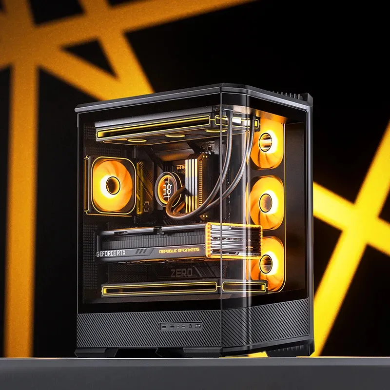 JONSBO D400 -miditornikotelo ikkunalla, musta