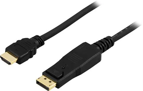 Deltaco DisplayPort – HDMI - kabel, 2 m, Svart