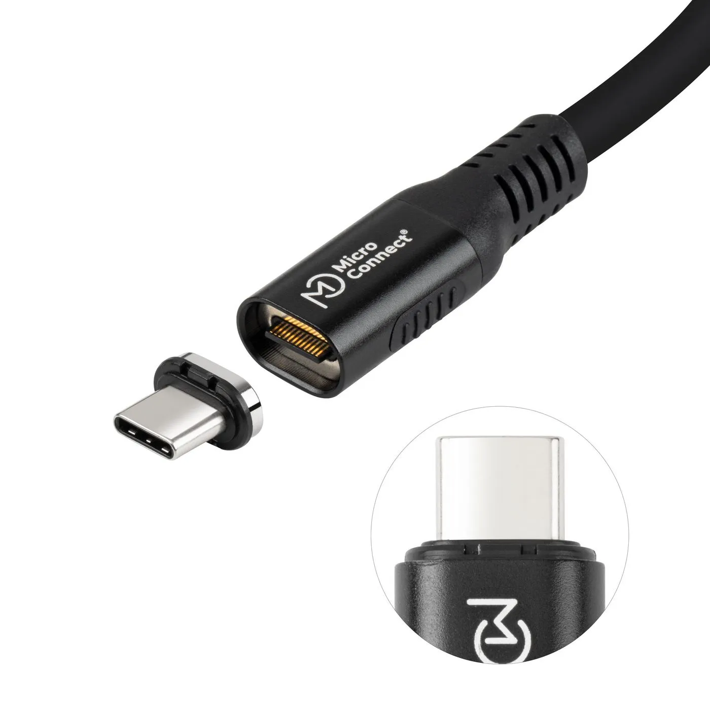 MicroConnect MC-LS-USB4CC2.0 USB4 Magnetic Silicone USB-C -kaapeli, 240 W, 2 m, musta