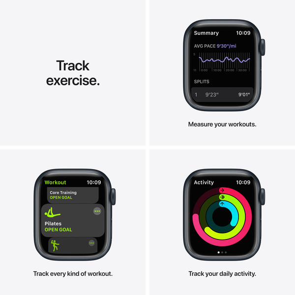 Apple Watch Nike Series 7 GPS + Cellular, 41mm Midnight Aluminium Case with Anthracite/Black Nike Sport Band - Regular