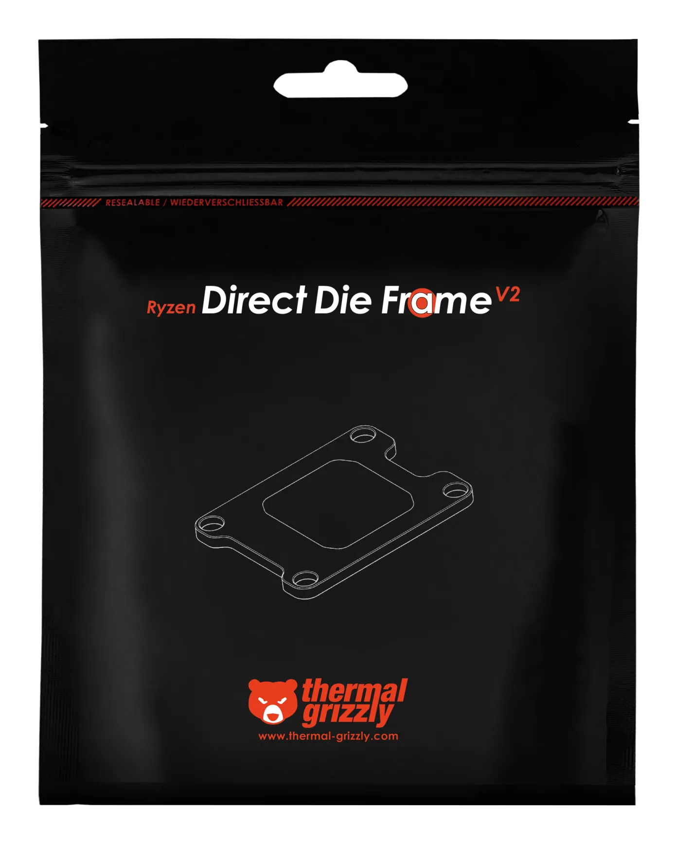 Thermal Grizzly Direct Die Frame V2 AM5 Processor Mounting Kit, Black