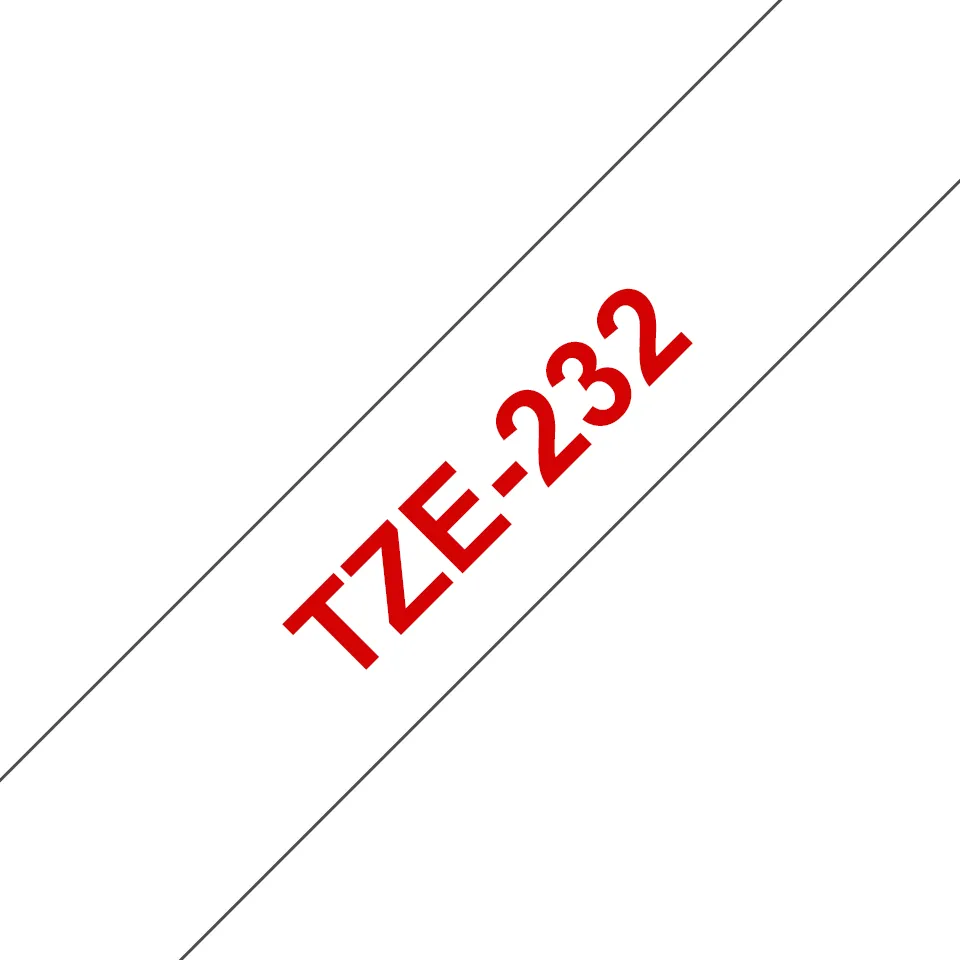 BROTHER TZE232 12 RED ON WHITE