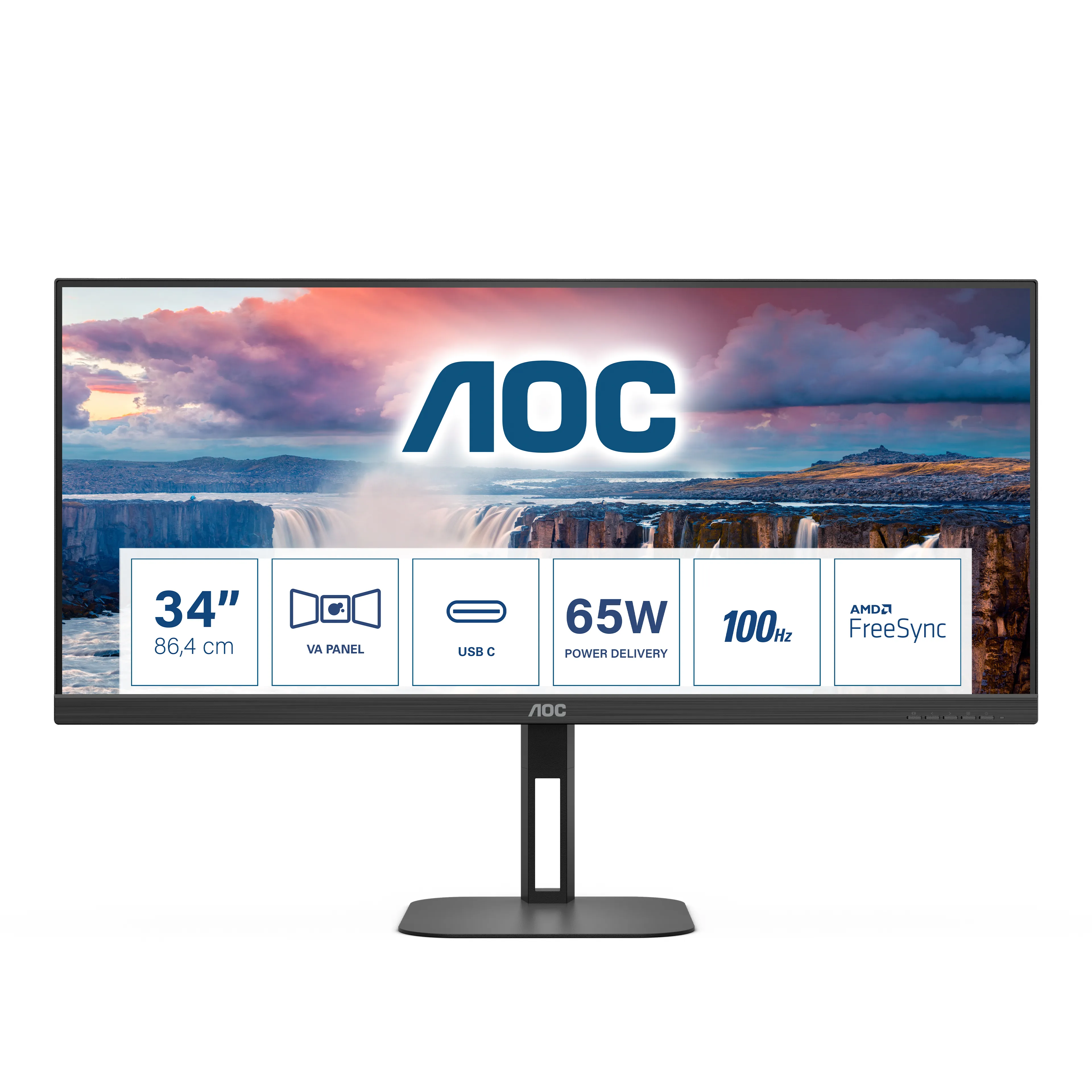 AOC 34" V5 U34V5C/BK UWQHD, USB-C, VA - skärm