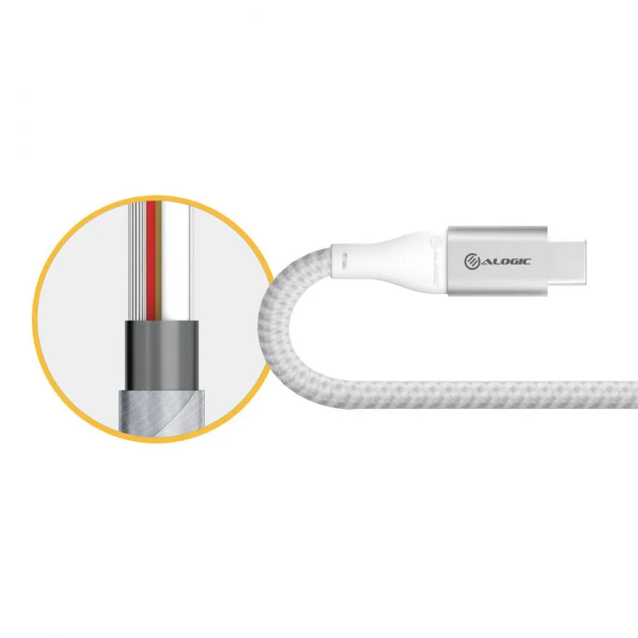 Alogic Ultra USB-C - USB-A - kabel, Silver, 3m