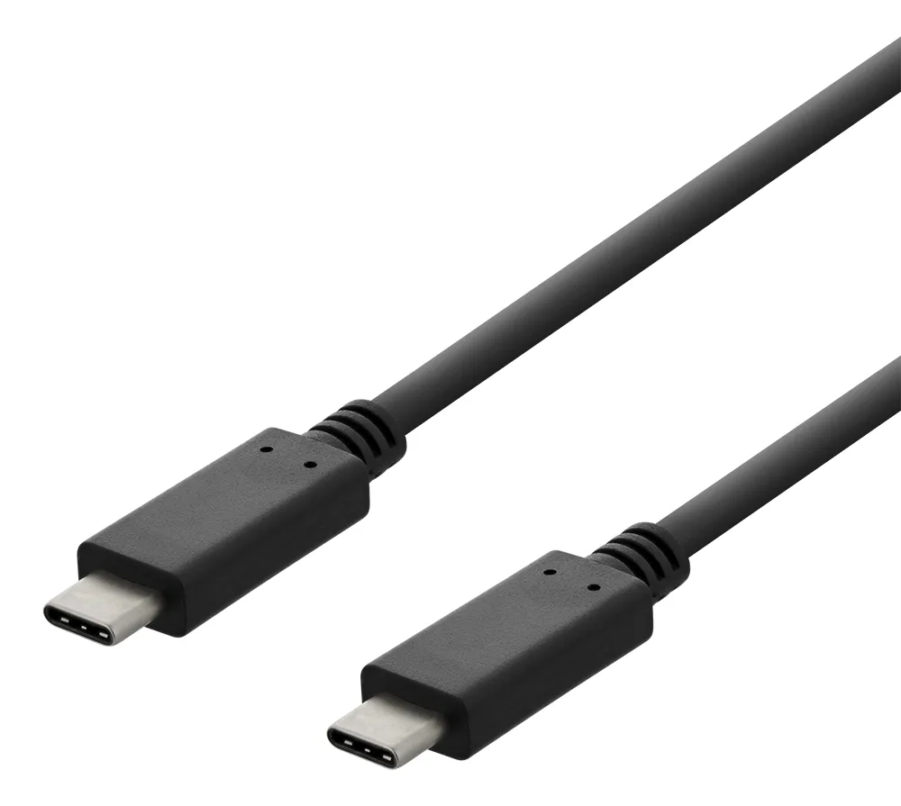 Deltaco USB-C &ndash; USB-C 2.0 -kaapeli, 2 m, Musta
