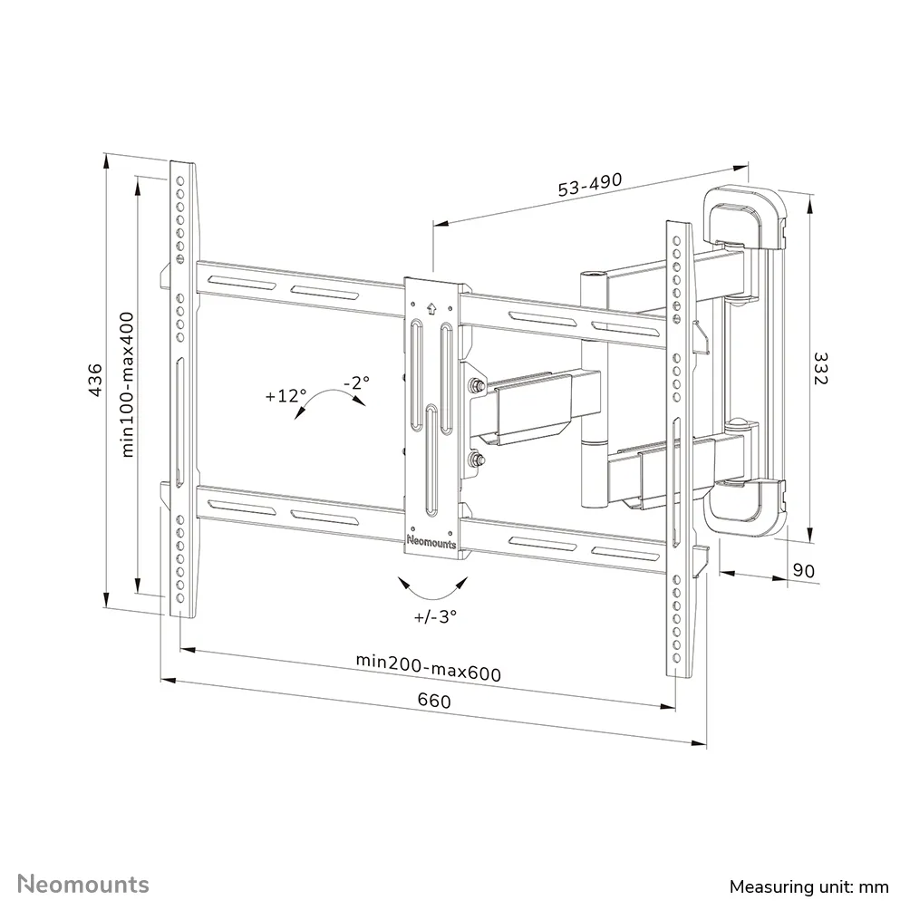 NEOMOUNTS BY NEWSTAR SCREEN WALL MOUNT (FULL MOTION, 3 PIVOTS, VESA 600X400)