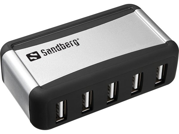 SANDBERG USB Hub AluGear 7 ports USB2.0 support Includes PSU Aluminium housing