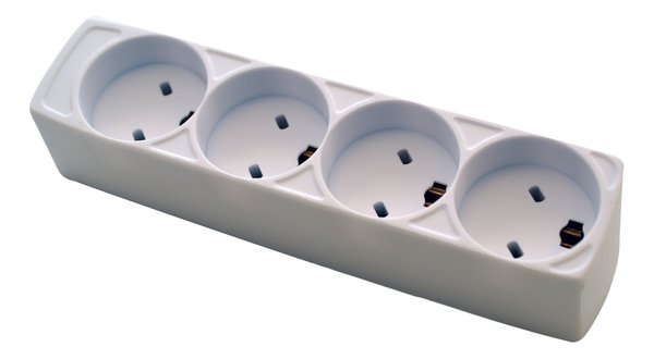 EDB power strip with earth, 4 outlets, 1.5m, EDB plug, white