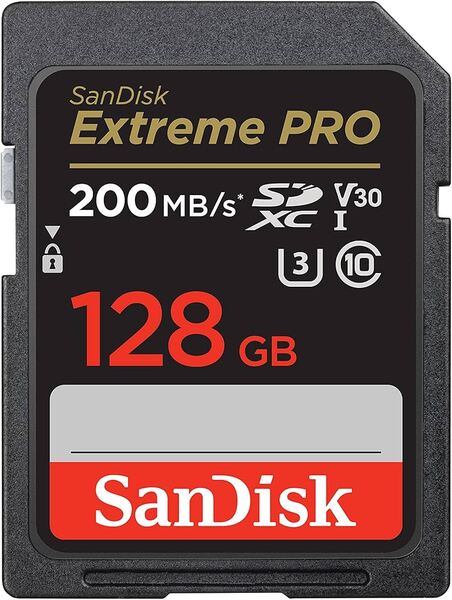 SanDisk Extreme PRO 128GB SDXC UHS-I U3 V30 A1 card, Black