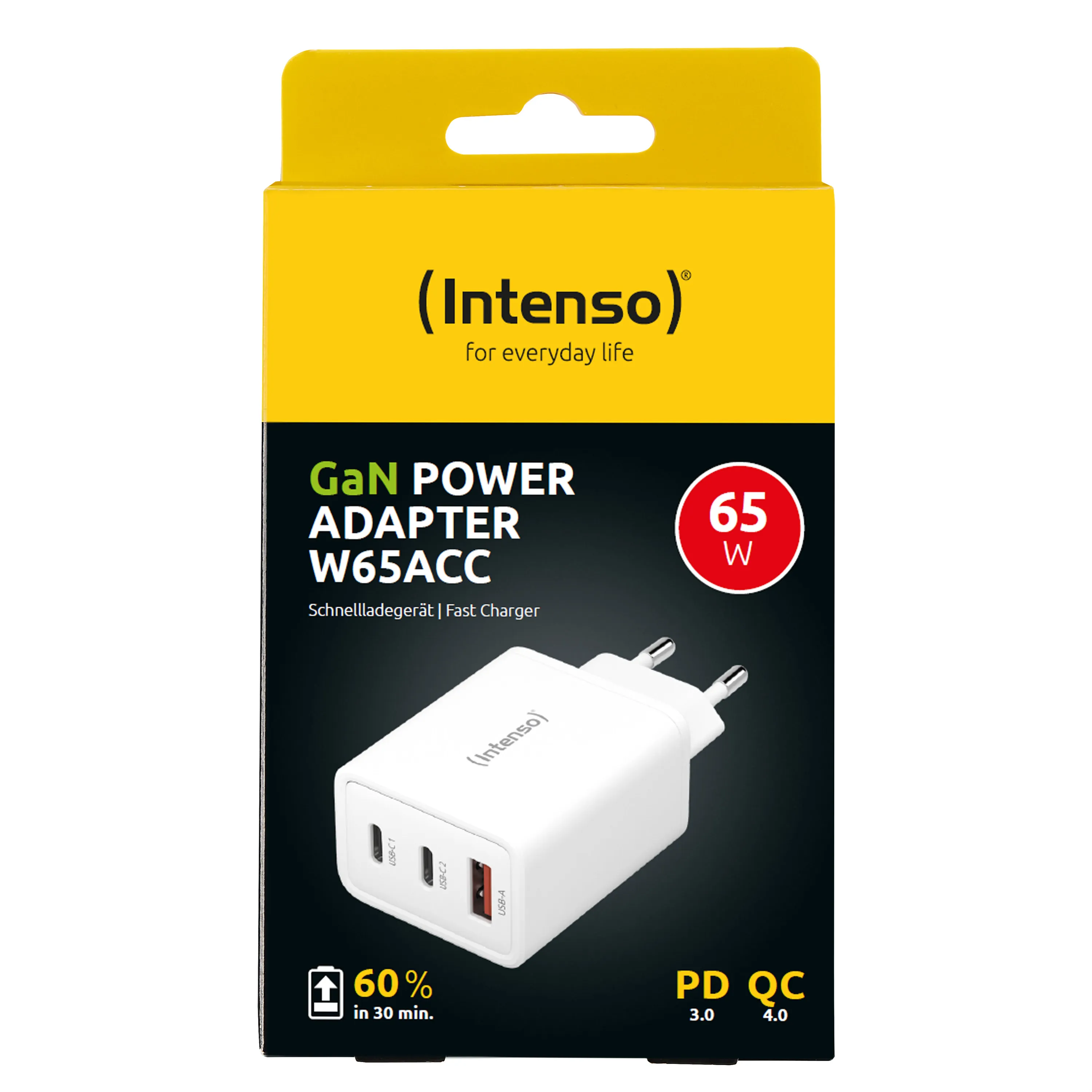 Intenso 1x USB-A2x USB-C 65W GaN White - Power Adapter