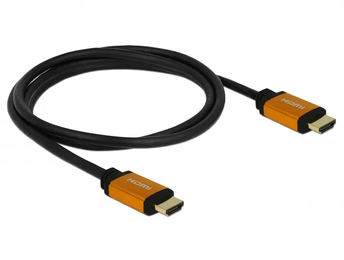De-Lock HDMI – HDMI 2.1- cable, 1.5m, Black/Gold