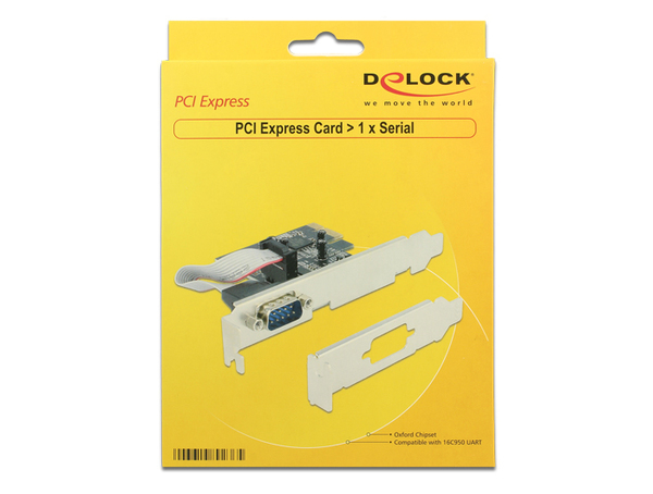 DeLOCK PCI-Express x1 kort, Seriell RS-232, 1xDB9ha, Oxford, LP-pl&aring;t