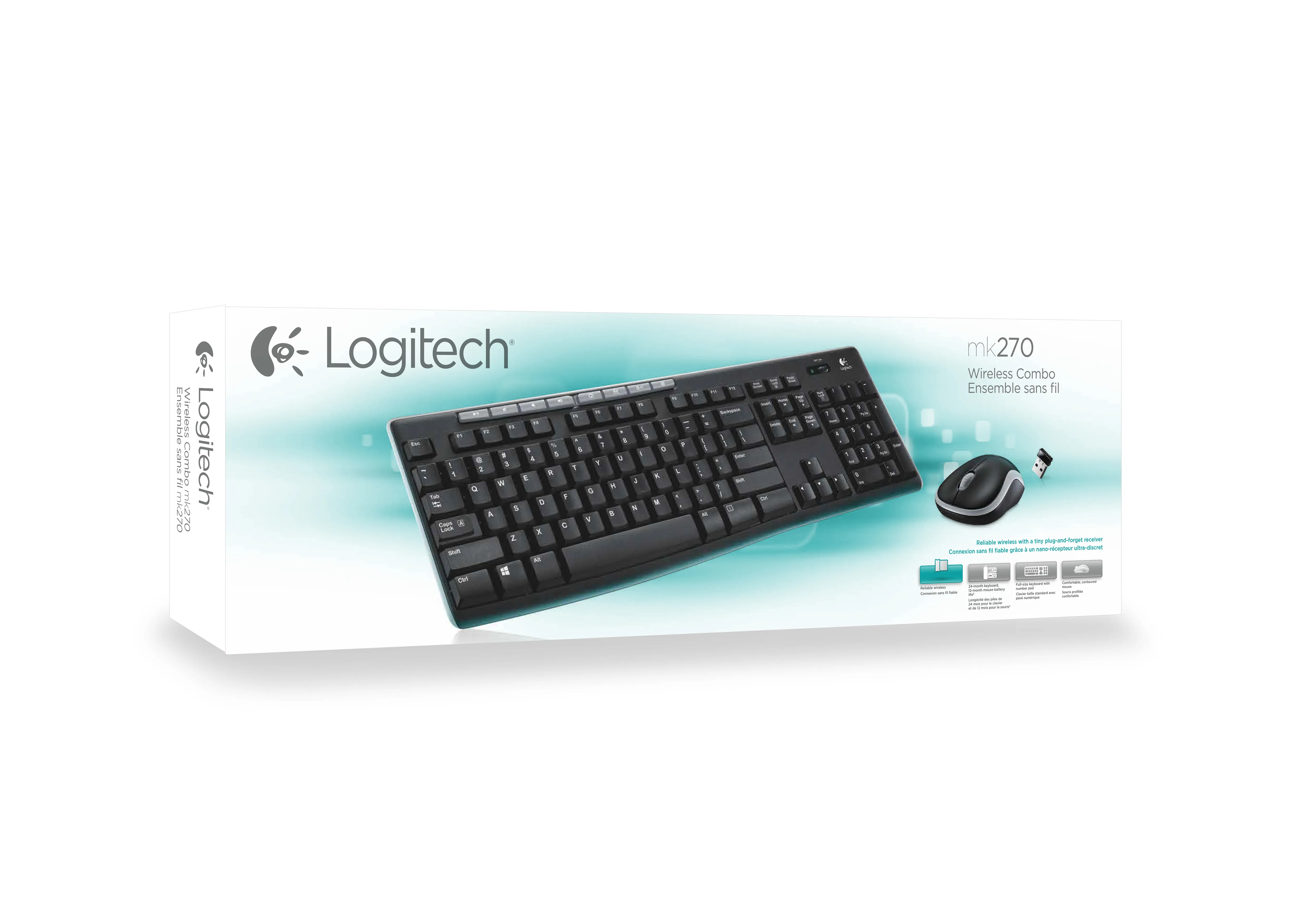 Logitech Wireless Combo MK270 - Näppäimistö- ja hiiri -pakkaus - langaton - 2.4 GHz - espanja