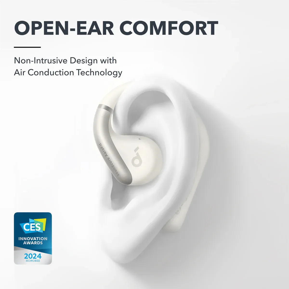 Anker Soundcore AeroFit Wireless Earbuds, White