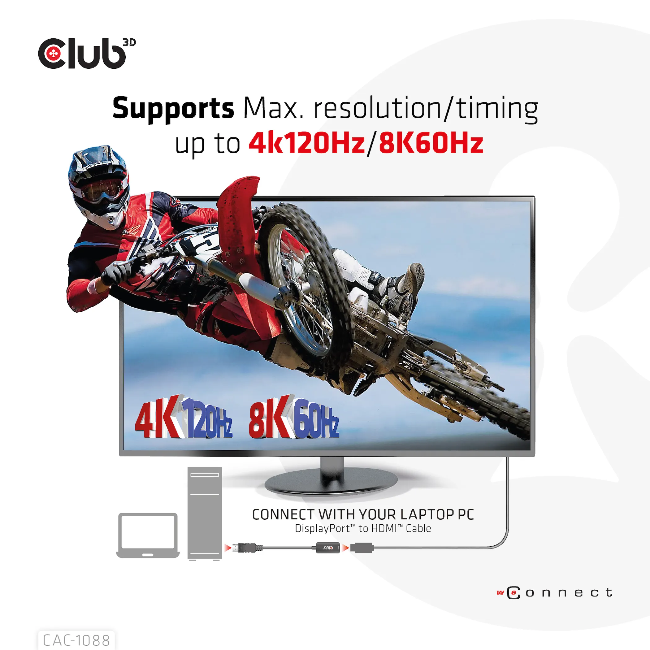 Club 3D DisplayPort 1.4 - HDMI 4K120Hz/8K60Hz -sovitin, Musta