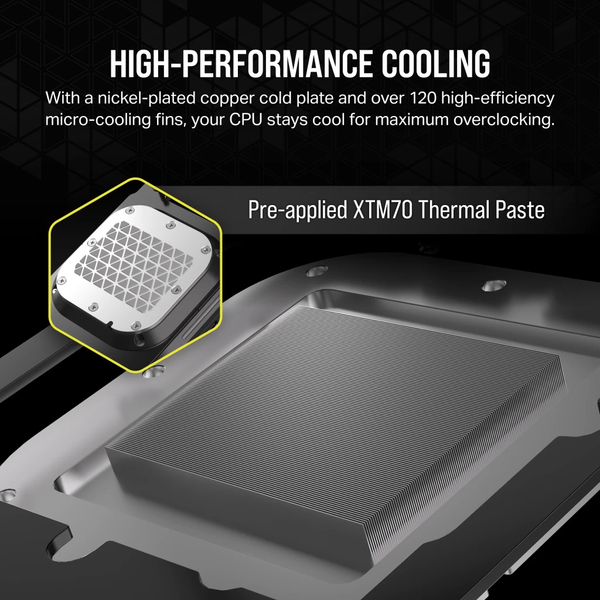 Corsair CPU water block, XC7 ELITE LCD (Intel 1700/AMD AM4, AM5 sockets), Black/Gray