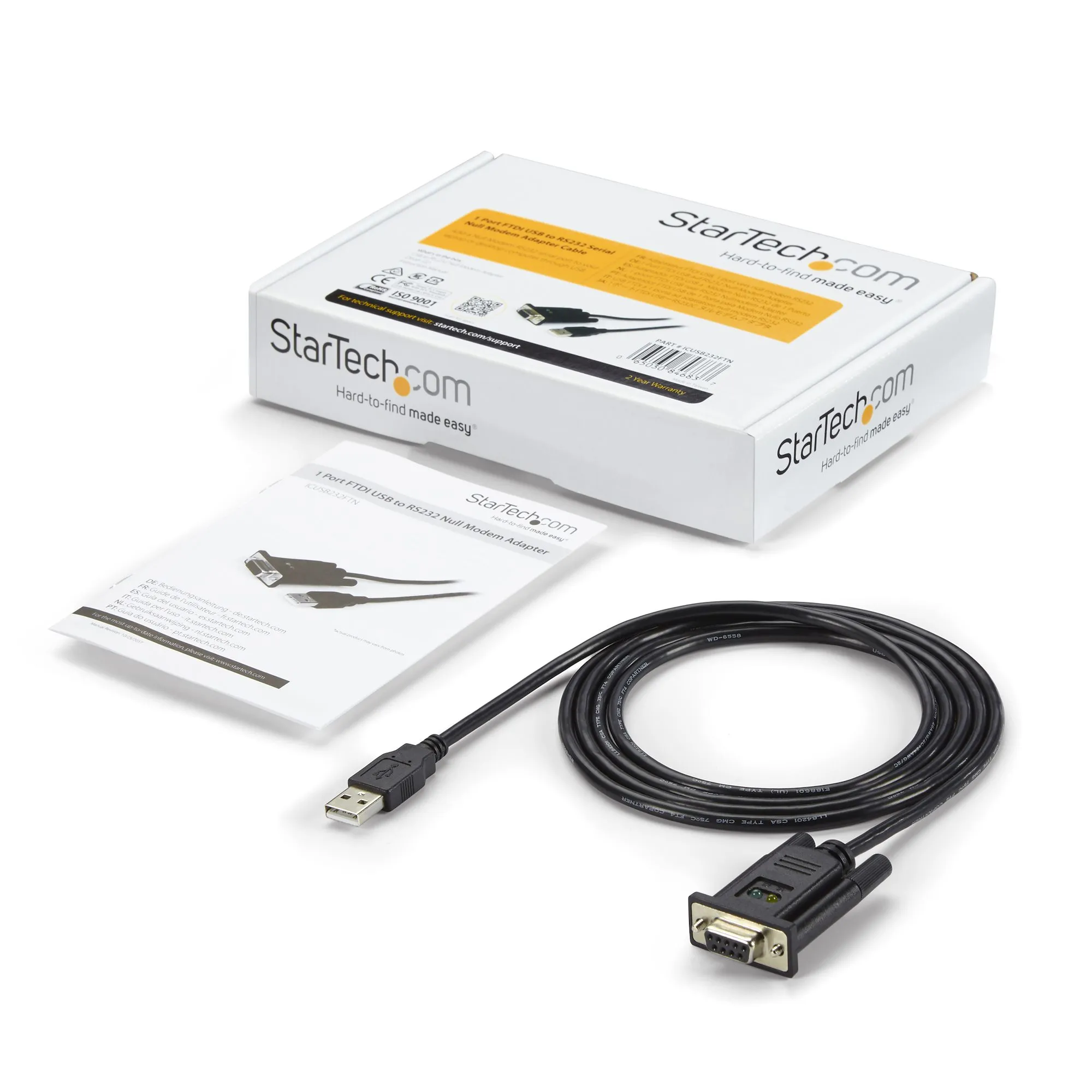 StarTech USB to Serial RS232 Adapter - adapter, 1.8m, Svart