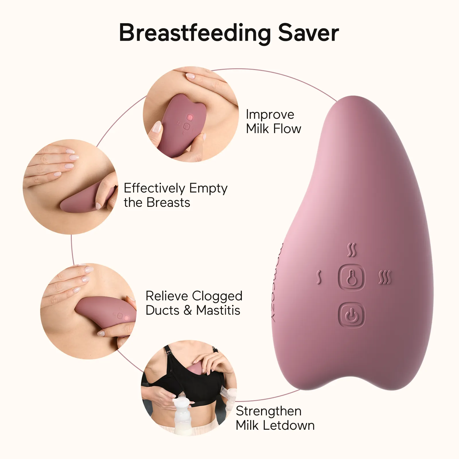 Momcozy A1 LM008-IR00BA-B amningsmassager rosa
