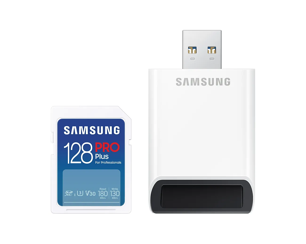 Samsung PRO Plus 128GB SDXC UHS-I U3 V30 card, White