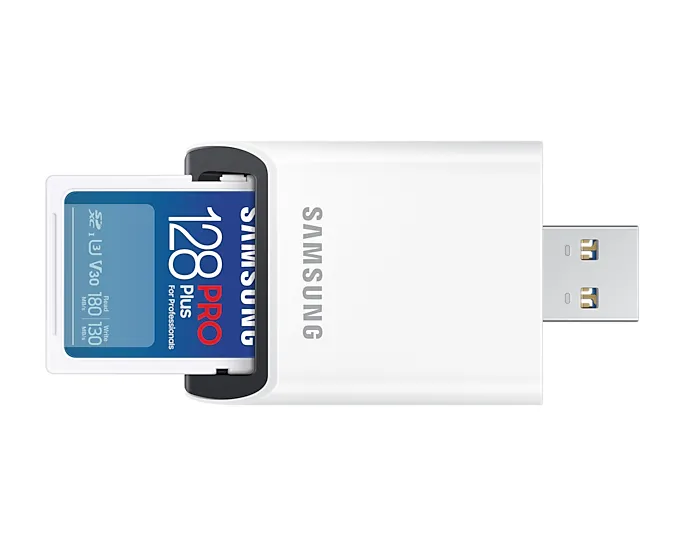 Samsung PRO Plus 128GB SDXC UHS-I U3 V30 card, White
