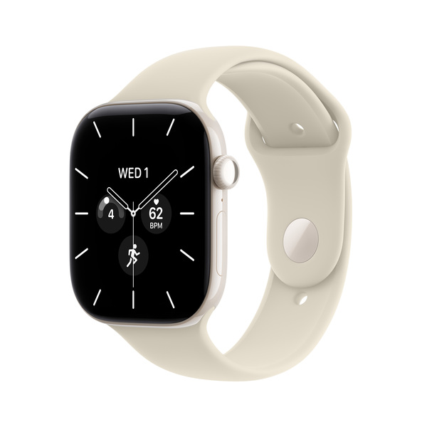 Apple Watch Series 12 (GPS + Cellular) 46 mm keramikboett p&auml;rlvit med sportband sand, S/M