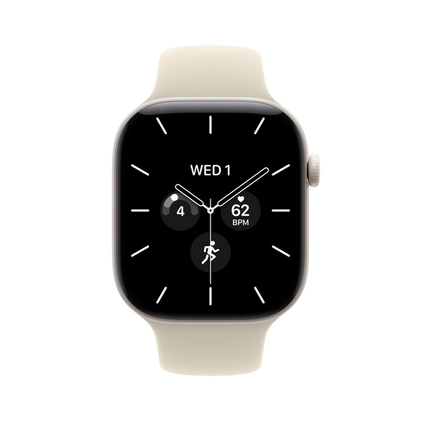 Apple Watch Series 12 (GPS + Cellular) 46 mm keramikboett p&auml;rlvit med sportband sand, S/M