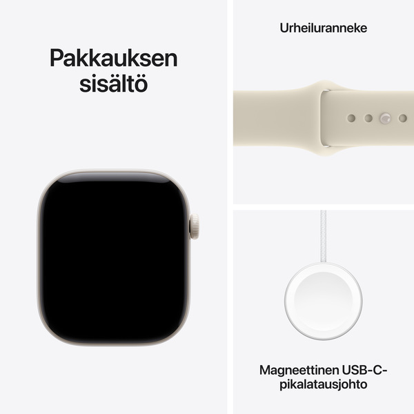 Apple Watch Series 12 (GPS + Cellular) 46 mm keramikboett p&auml;rlvit med sportband sand, S/M