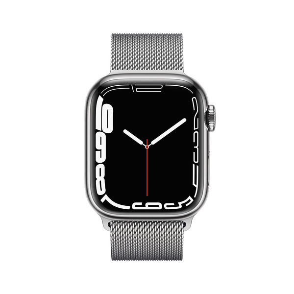 Apple Watch Series 7 GPS + Cellular, 41mm Silver Stainless Steel Case with Silver Milanese Loop