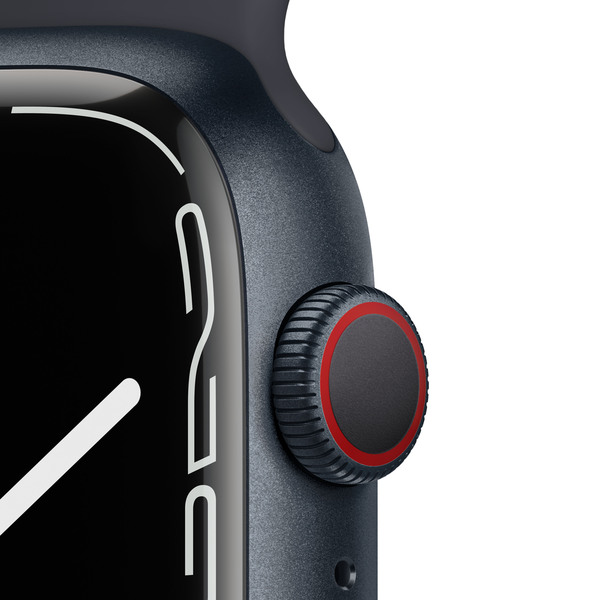 Apple Watch Series 7 GPS + Cellular, 45mm Midnight Aluminium Case with Midnight Sport Band - Regular