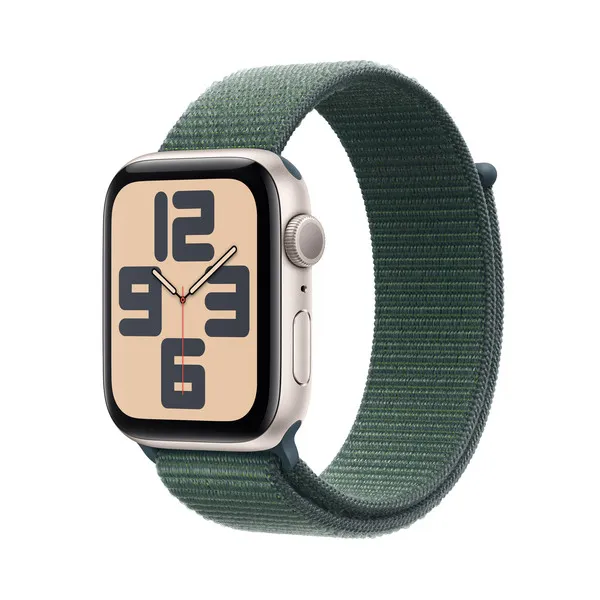 APPLE Watch SE GPS 44mm Starlight Aluminium Case with Lake Green Sport Loop