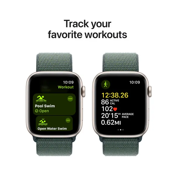 APPLE Watch SE GPS 44mm Starlight Aluminium Case with Lake Green Sport Loop