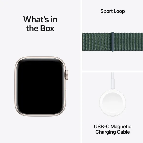 APPLE Watch SE GPS 44mm Starlight Aluminium Case with Lake Green Sport Loop