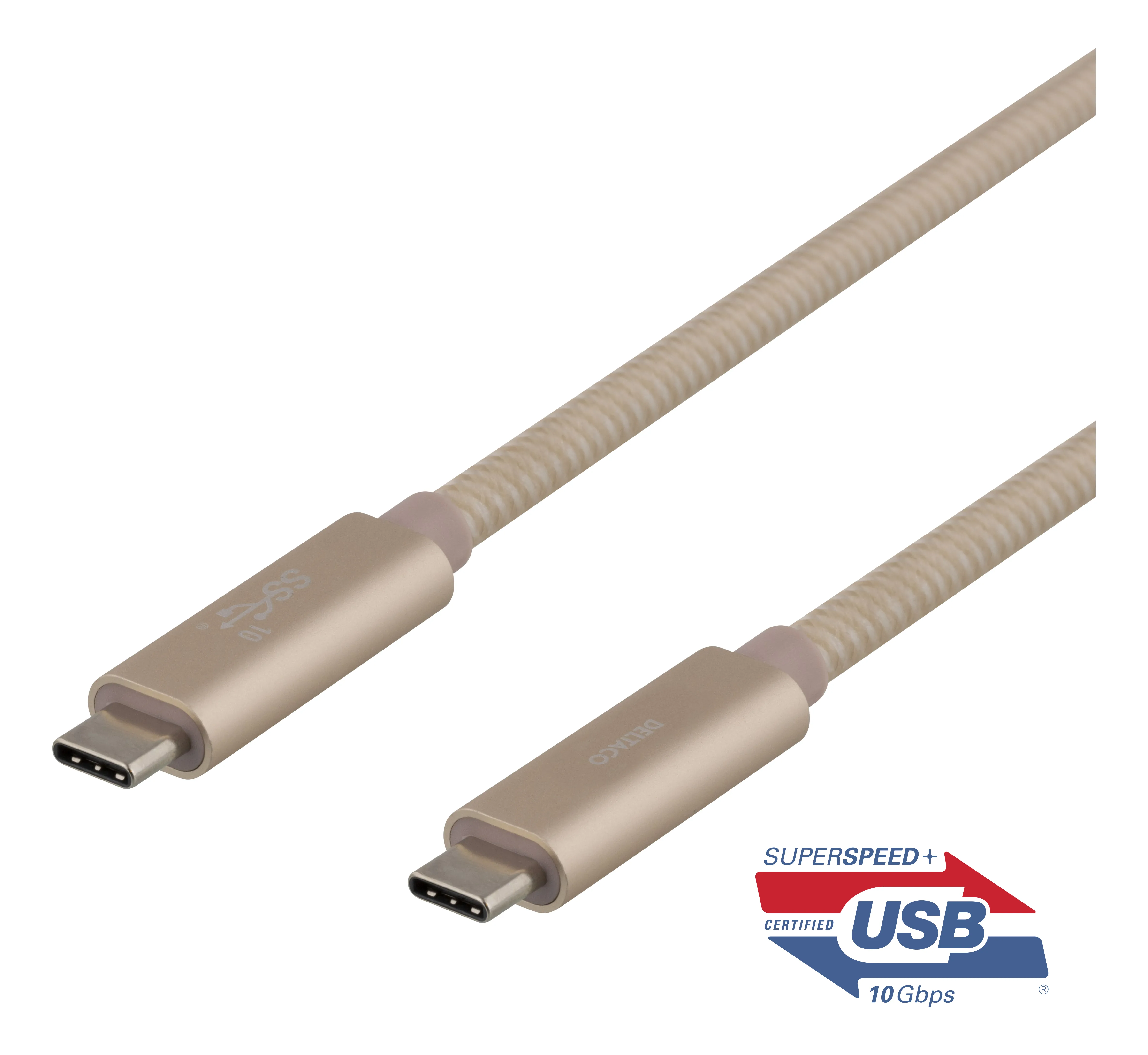 Deltaco Mobility USB-C &ndash; USB-C 3.1 Gen 2 - cable, 0.5 m, Gold