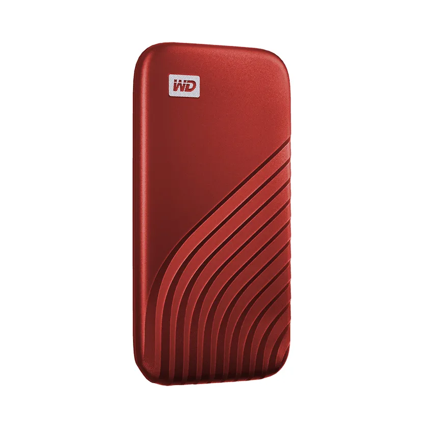 Western Digital My Passport SSD 2 TB extern SSD med USB 3.2 Gen 2 (USB-C), med h&aring;rdvarukryptering, med l&ouml;senordsskydd, st&ouml;tt&aring;lig, r&ouml;d