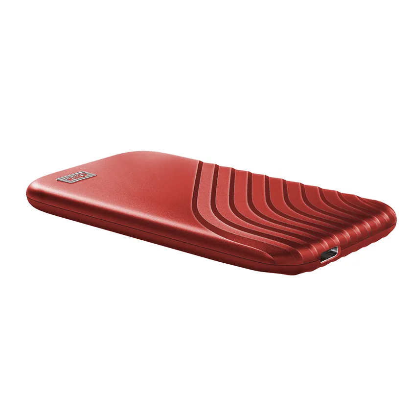 Western Digital My Passport SSD 2 TB extern SSD med USB 3.2 Gen 2 (USB-C), med h&aring;rdvarukryptering, med l&ouml;senordsskydd, st&ouml;tt&aring;lig, r&ouml;d