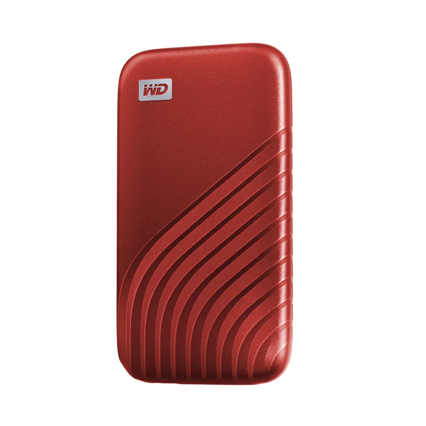 Western Digital My Passport SSD 1 TB extern SSD med USB 3.2 Gen 2 (USB-C), portabel, med h&aring;rdvarukryptering, med l&ouml;senordsskydd, st&ouml;tt&aring;lig, r&ouml;d