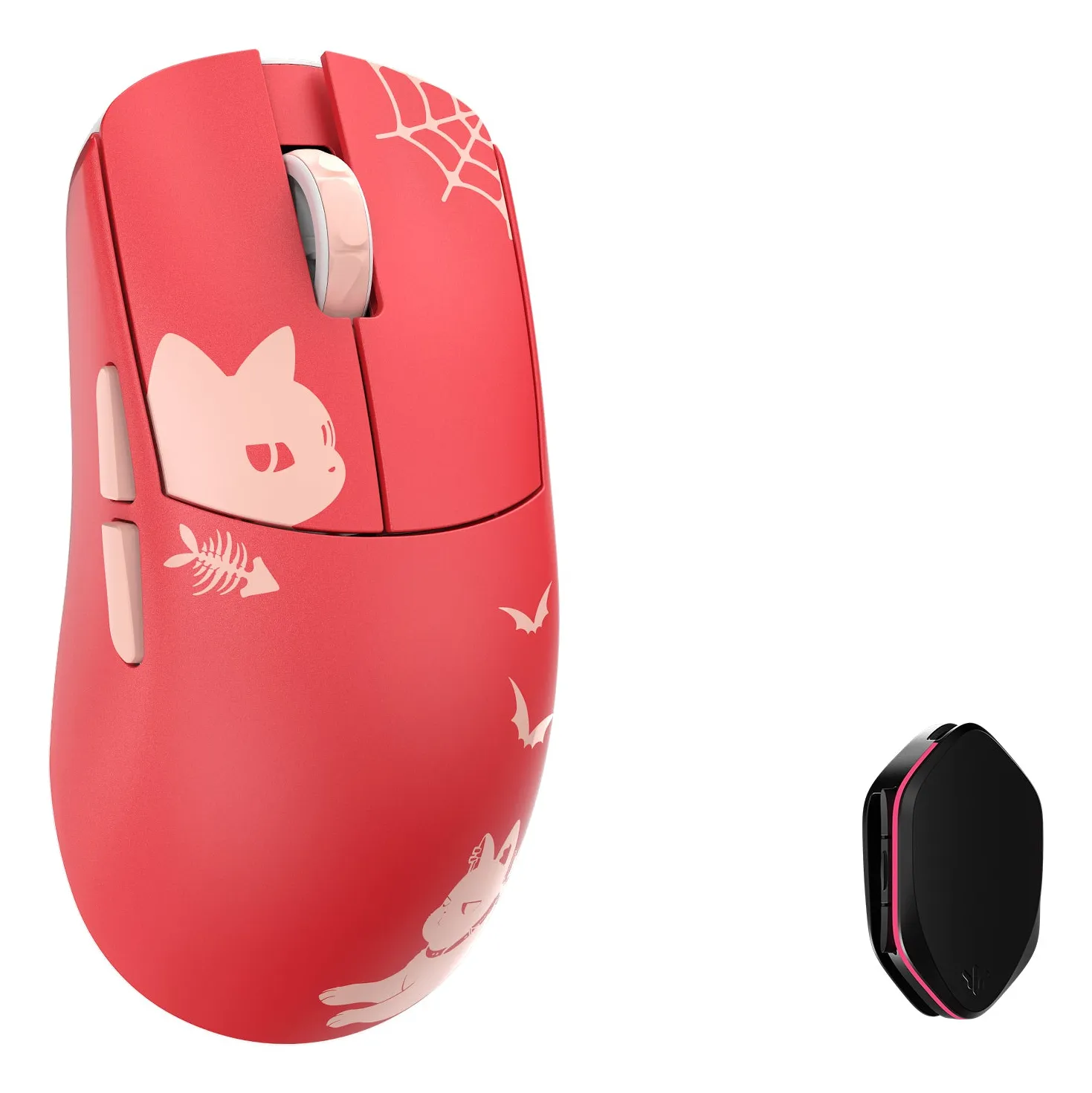 WLMouse Ying Red Cat tr&aring;dl&ouml;s gamingmus, r&ouml;d