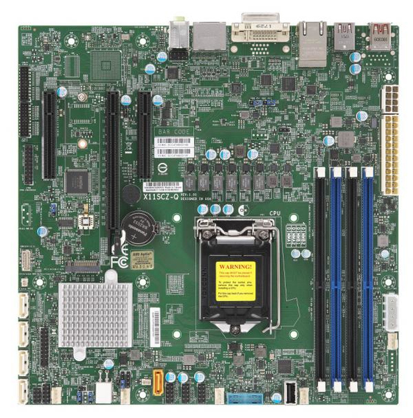 SUPERMICRO X11SCZ-Q - Emolevy - mikro ATX - LGA1151 Socket - Q370 - USB 3.0, USB 3.1, USB-C - 2 x Gigabit LAN - onboard graphics (CPU vaaditaan) - HD Audio