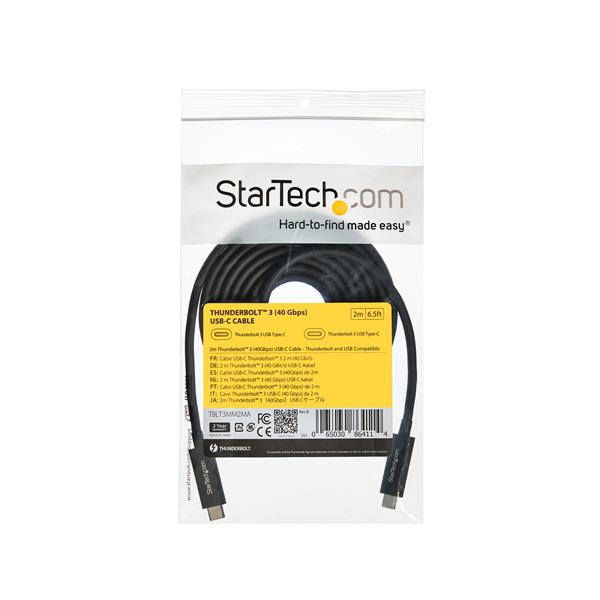 Startech Thunderbolt 3 - cable, 40 Gbit/s, 2 m, Black